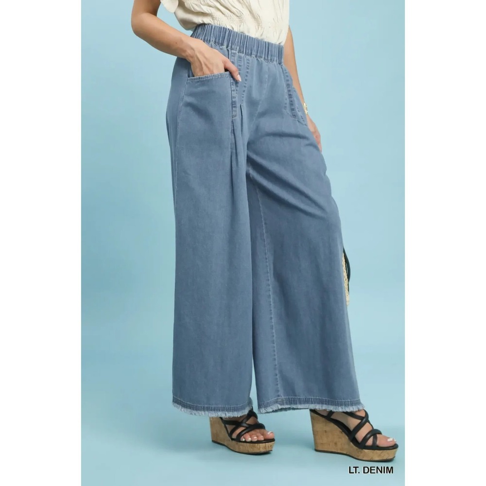 Umgee Stone Washed Wide Leg Pants - Large - Picture 2 of 5